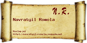 Navratyil Romola névjegykártya